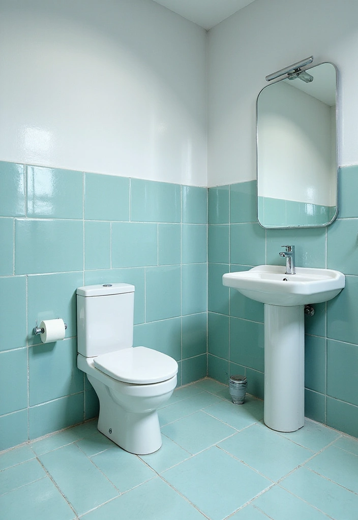 27 Aqua Bathroom Ideas That Feel Fresh - 1. Light Aqua Tiles for an Open Feel