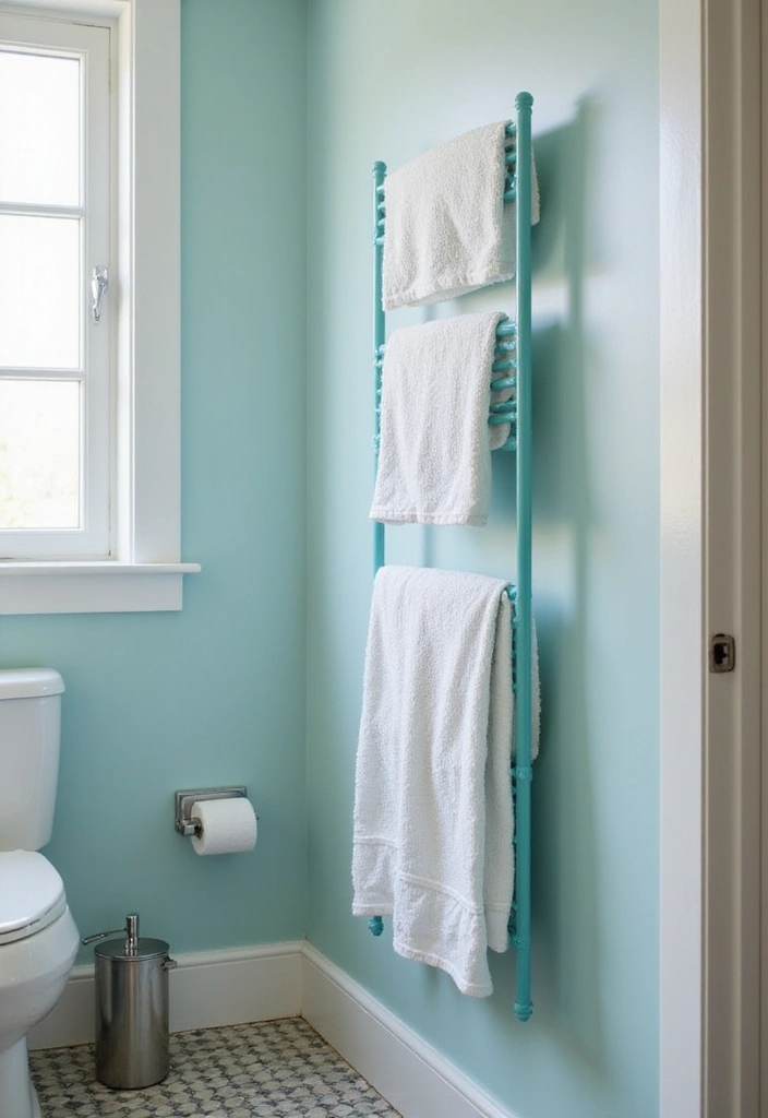 27 Aqua Bathroom Ideas That Feel Fresh - 15. Aqua Towel Racks