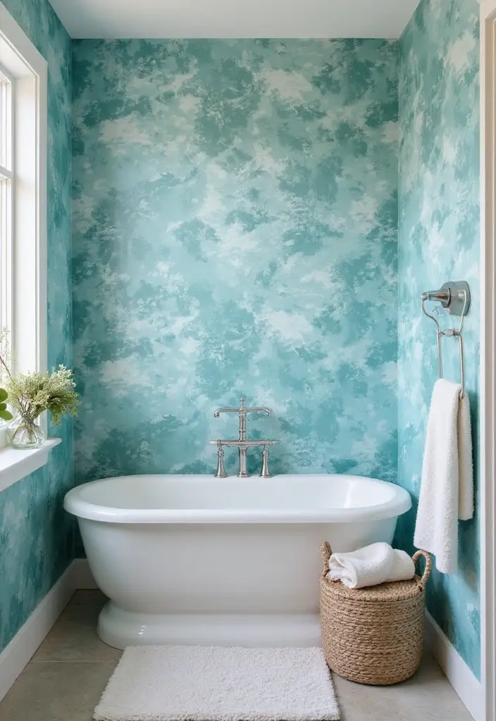 27 Aqua Bathroom Ideas That Feel Fresh - 2. Aqua Accent Walls