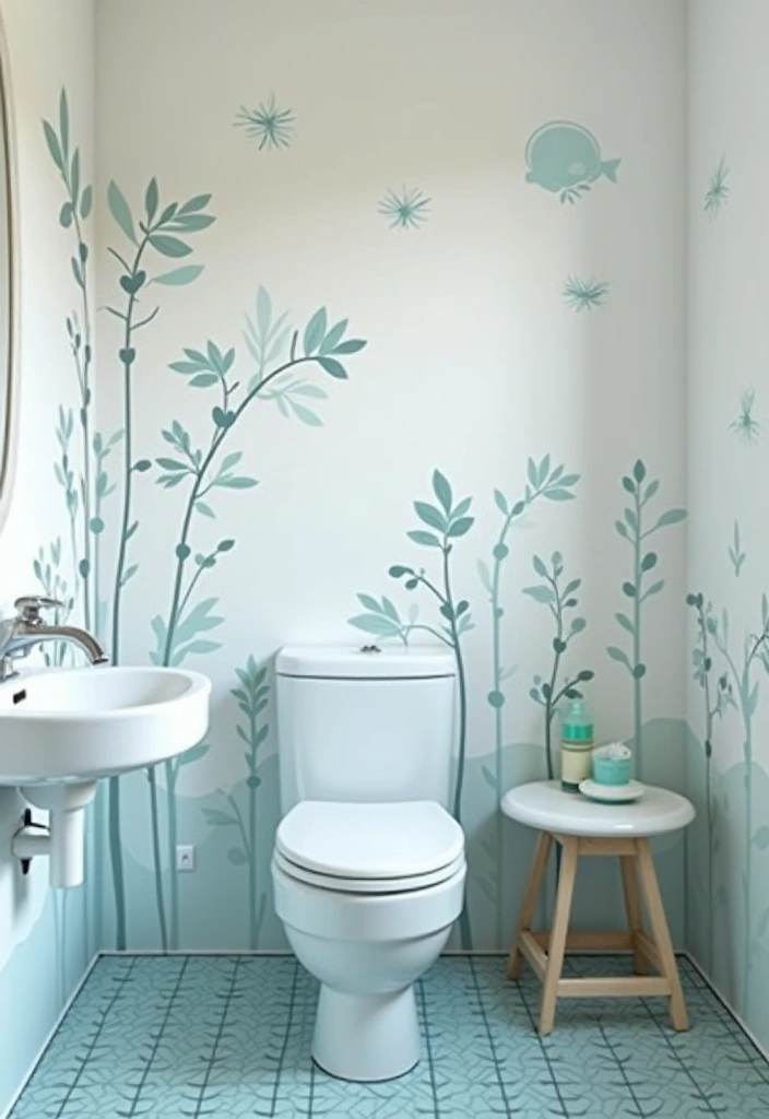 27 Aqua Bathroom Ideas That Feel Fresh - 22. Aqua Bathroom Wall Stickers