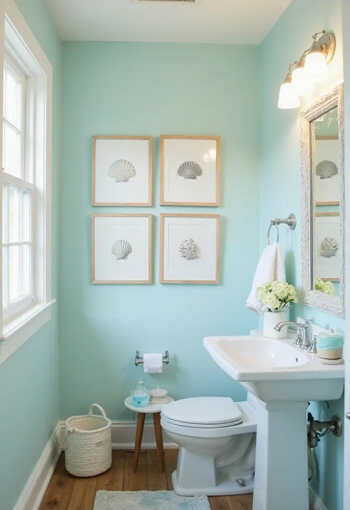 27 Aqua Bathroom Ideas That Feel Fresh - 7. Coastal-Themed Decor