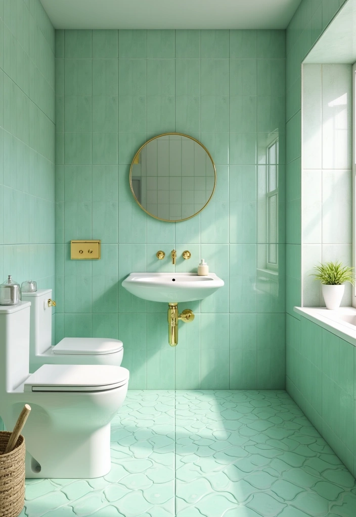 27 Bathroom Ideas Green Tiles That Feel Fresh - 2. Minty Fresh Retreat