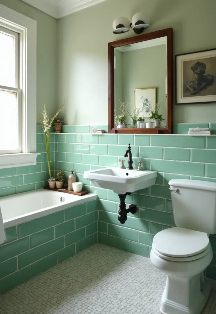 27 Bathroom Ideas Green Tiles That Feel Fresh - 20. Timeless Subway Tiles