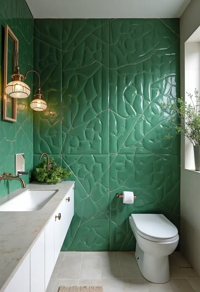 27 Bathroom Ideas Green Tiles That Feel Fresh - 21. Accent Walls with Green Tiles