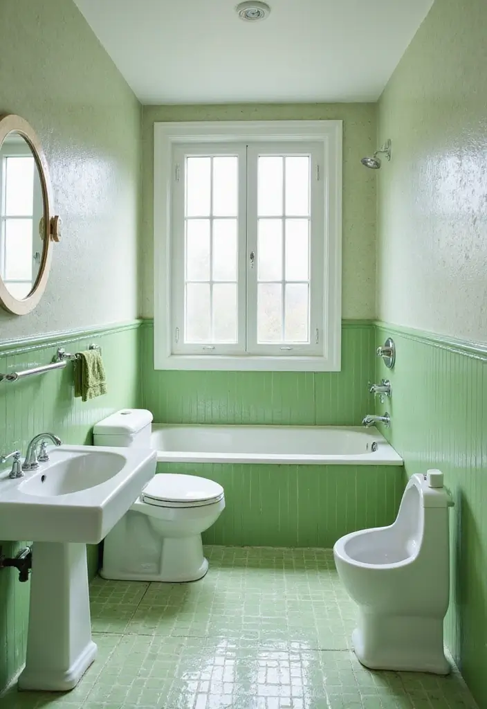 27 Bathroom Ideas Green Tiles That Feel Fresh - 4. Refreshing Green and White Combo