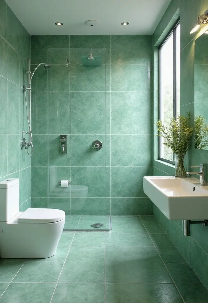 27 Bathroom Ideas Green Tiles That Feel Fresh - 9. Eco-Friendly Glass Tiles