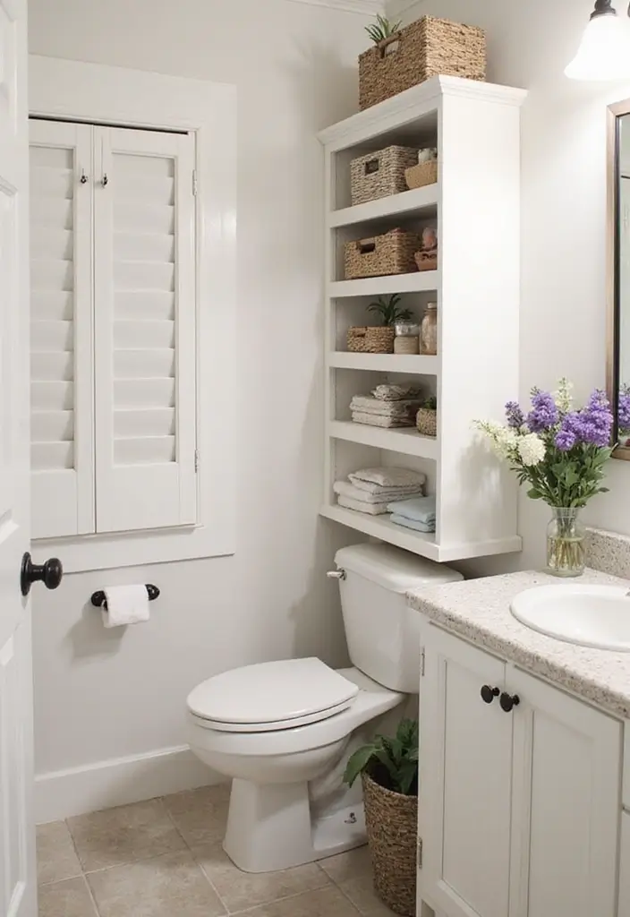 27 Bathroom Ideas Grey And Neutral Themes - 11. Stylish Storage Solutions