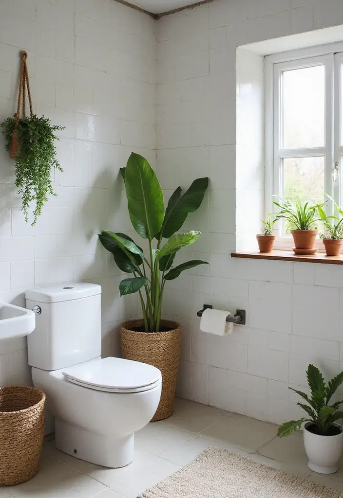 27 Bathroom Ideas Grey And Neutral Themes - 13. Statement Plants