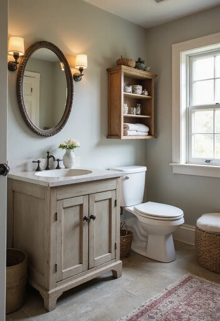 27 Bathroom Ideas Grey And Neutral Themes - 19. Vintage Touches