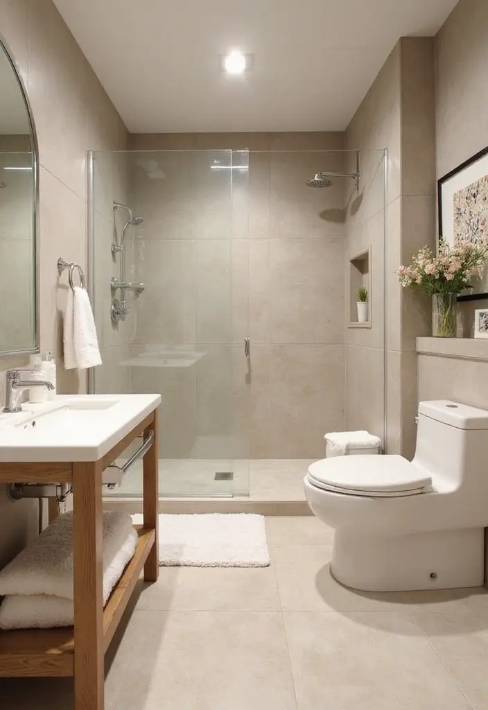 27 Bathroom Ideas Grey And Neutral Themes - 2. Neutral Flooring