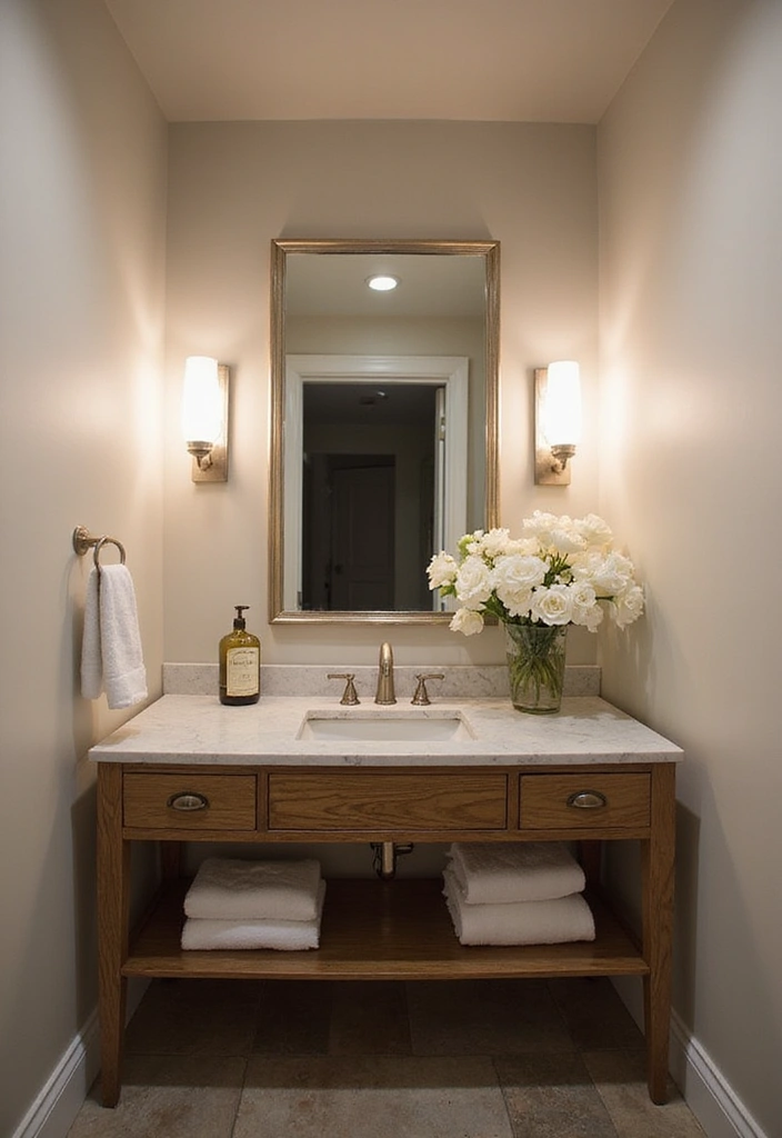 27 Bathroom Ideas Grey And Neutral Themes - 26. Chic Vanity Lighting