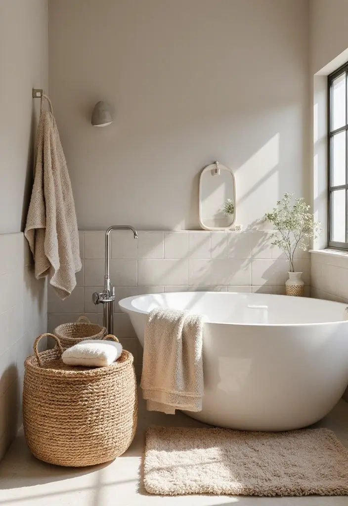 27 Bathroom Ideas Grey And Neutral Themes - 4. Textured Accessories