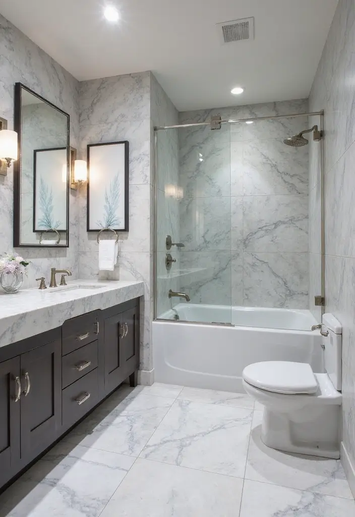 27 Bathroom Ideas Grey And Neutral Themes - 5. Grey Marble Accents