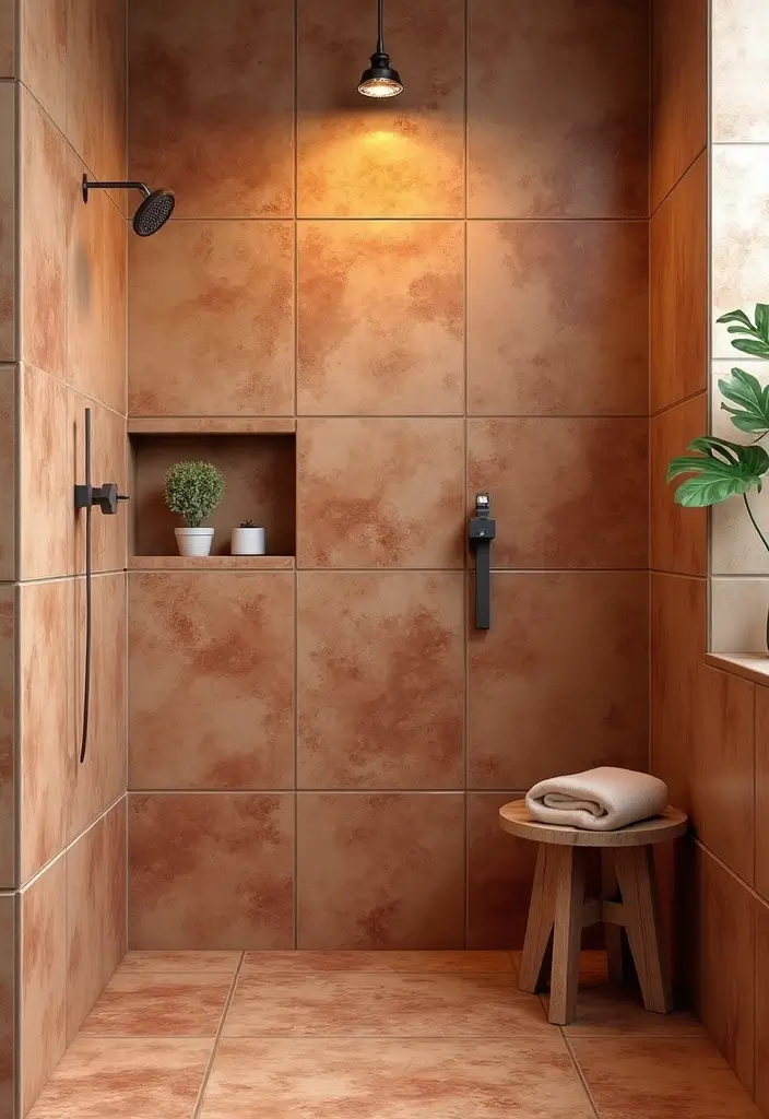 27 Bathroom Shower Floor Tile Ideas For Safety And Style - 2. Ceramic Tiles in Earthy Tones