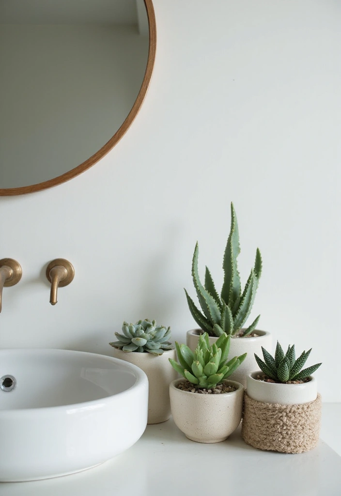 27 Bathroom Sink Decor Countertops That Stay Neat - 1. Simple Succulent Displays