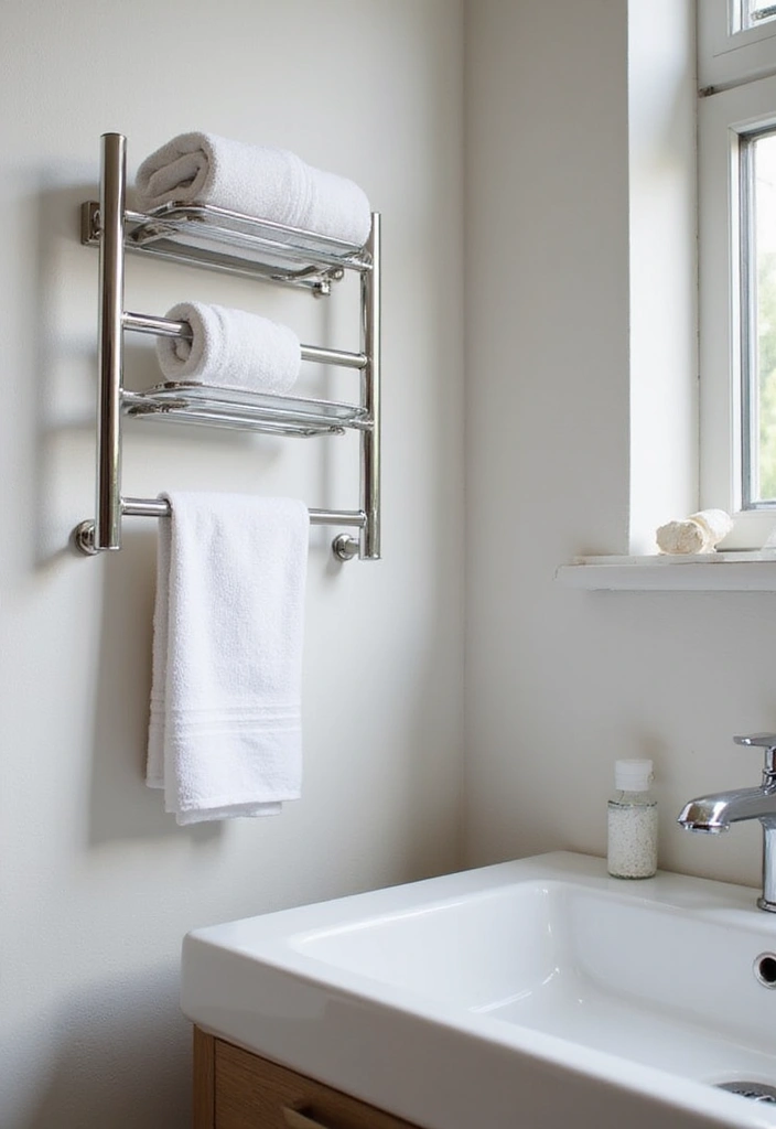 27 Bathroom Sink Decor Countertops That Stay Neat - 12. Sleek Towel Racks