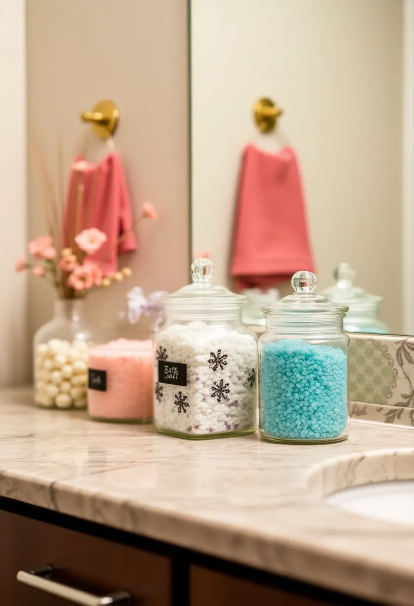 27 Bathroom Sink Decor Countertops That Stay Neat - 16. Decorative Bath Salts