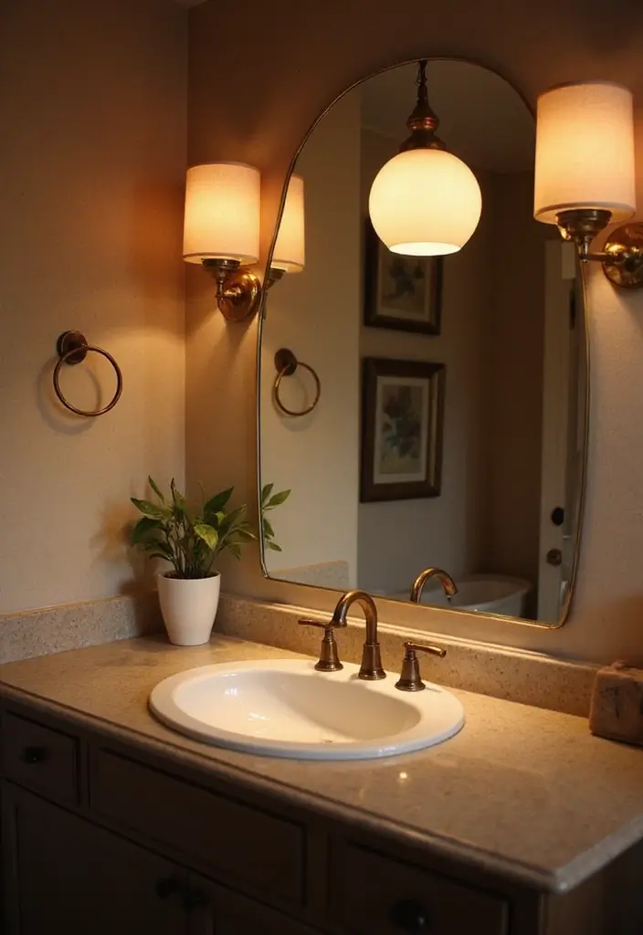 27 Bathroom Sink Decor Countertops That Stay Neat - 17. Soft Lighting Fixtures