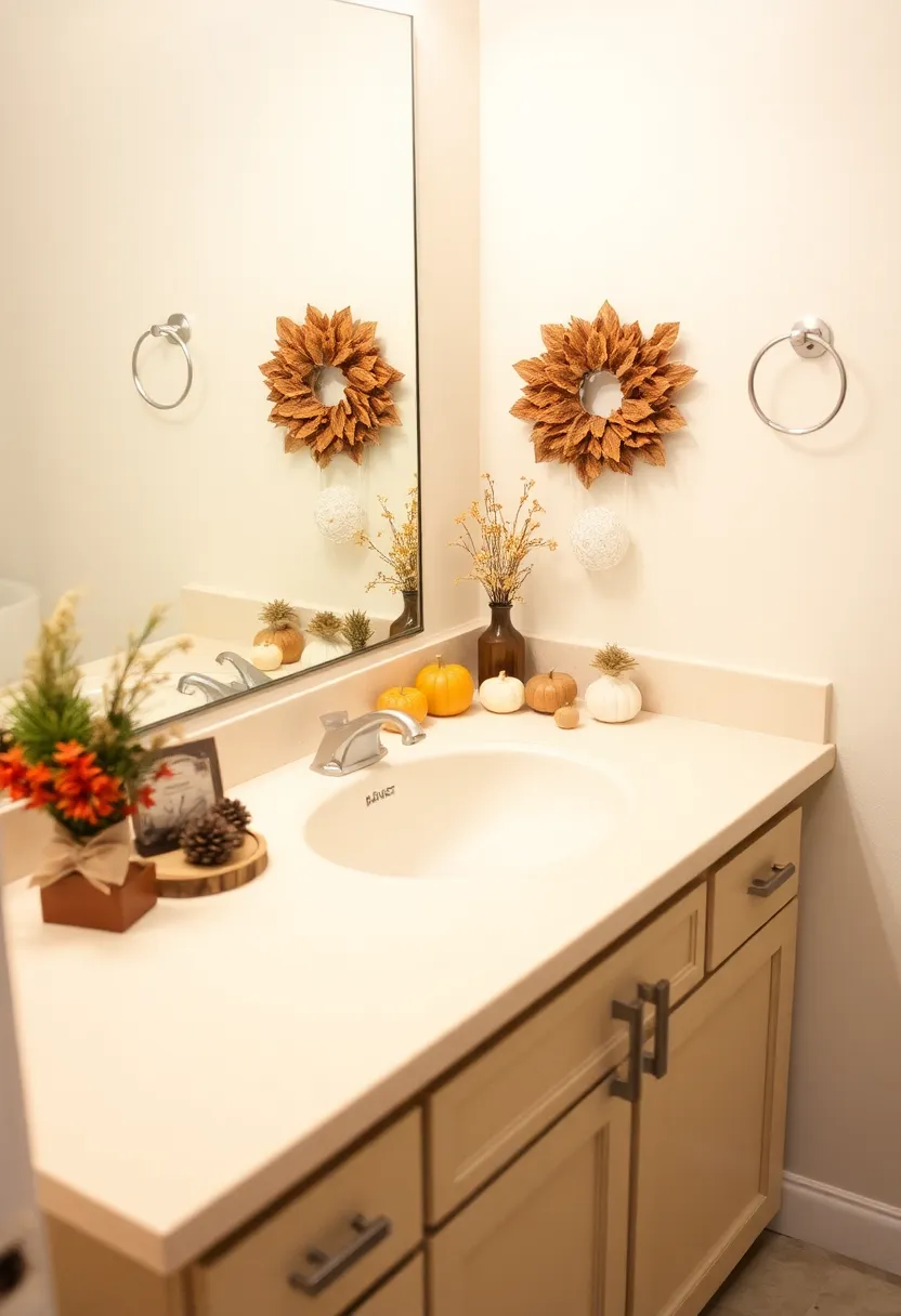 27 Bathroom Sink Decor Countertops That Stay Neat - 26. Seasonal Decor Changes