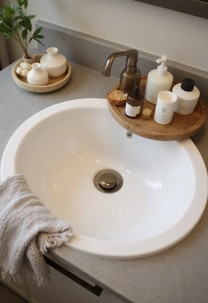 27 Bathroom Sink Decor Countertops That Stay Neat - 6. Artistic Tray Arrangements