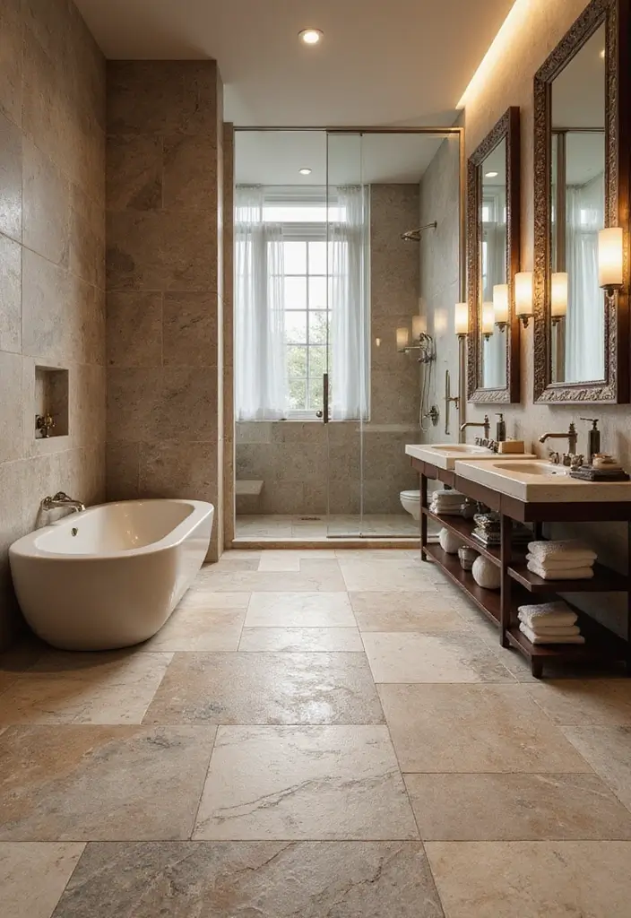 27 Bathroom Tile Floor Ideas For Modern Homes - 11. Natural Stone Tiles