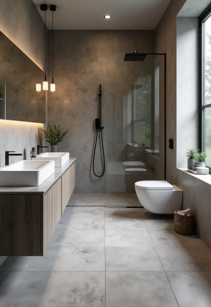 27 Bathroom Tile Floor Ideas For Modern Homes - 6. Concrete Tiles