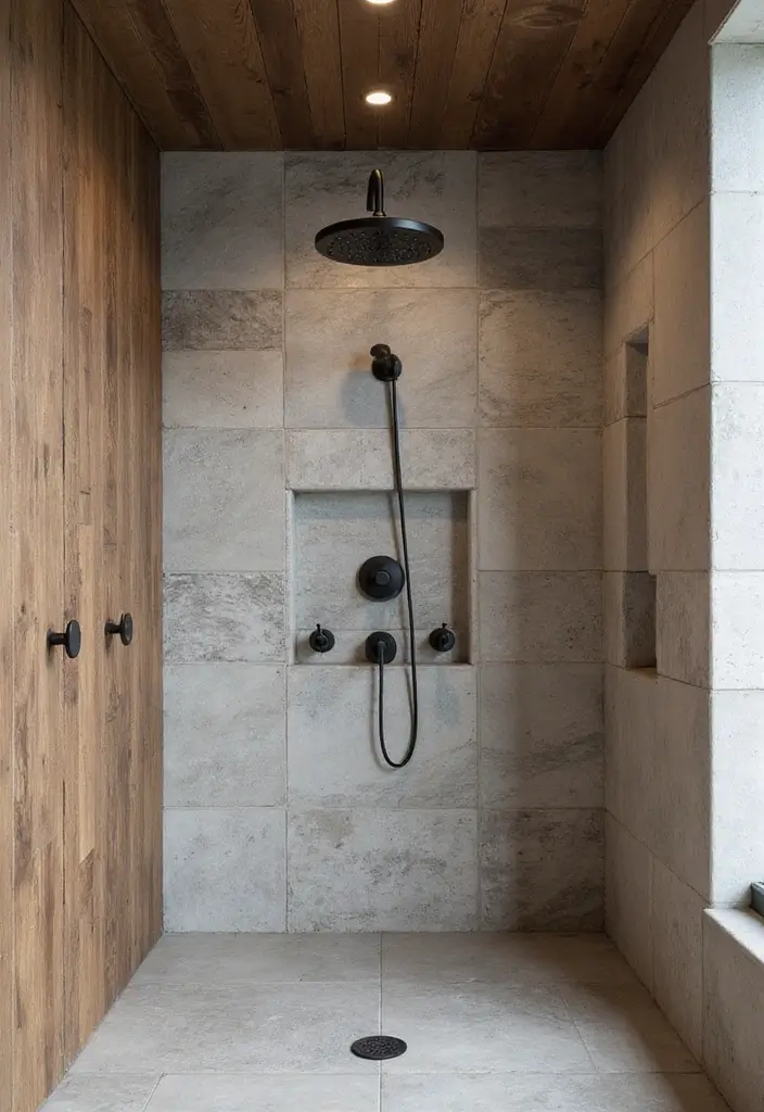 27 Black Fixtures Bathroom Ideas For Bold Looks - 1. Statement Black Shower Fixtures