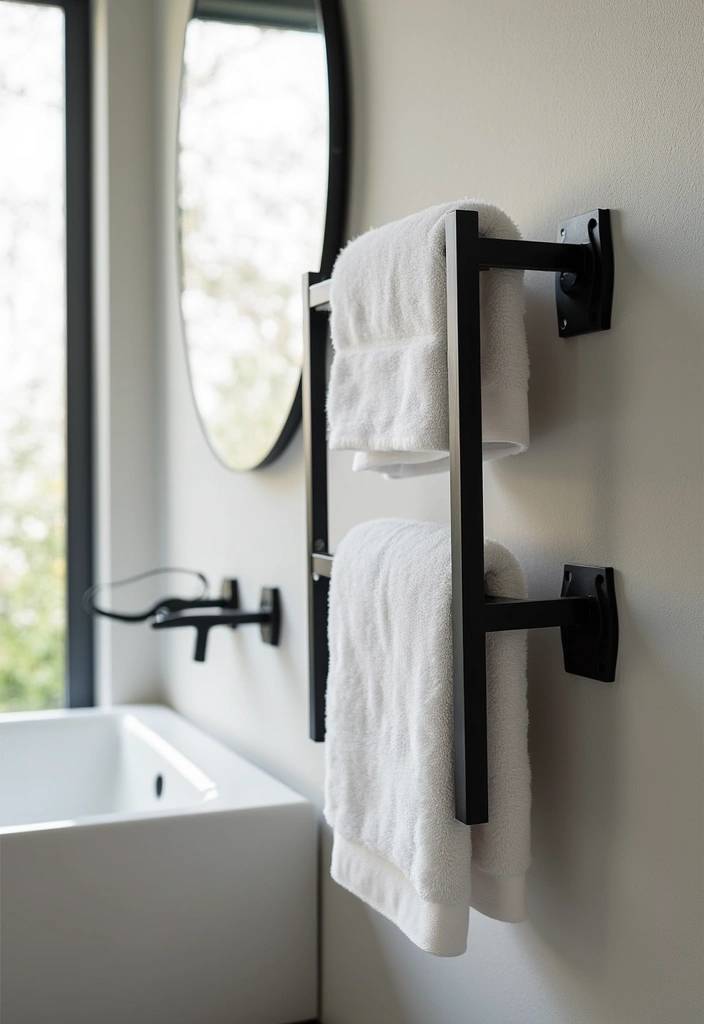 27 Black Fixtures Bathroom Ideas For Bold Looks - 13. Black Towel Holders