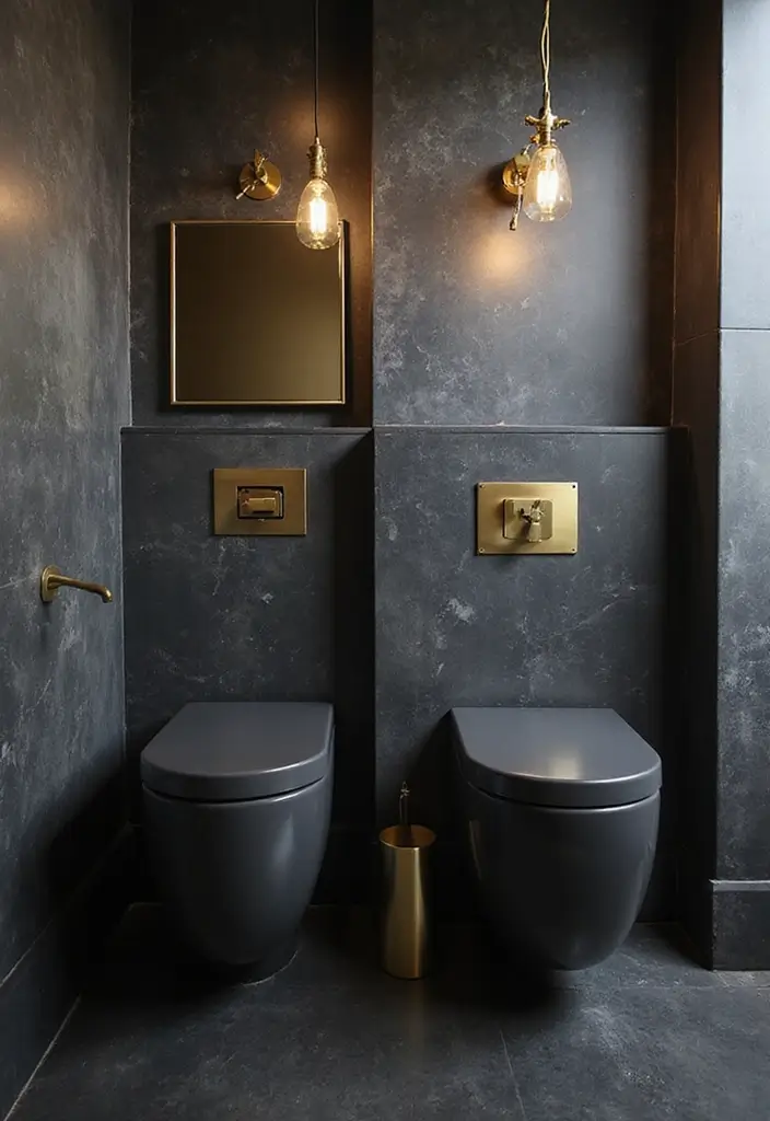 27 Black Fixtures Bathroom Ideas For Bold Looks - 21. Mixing Black with Metallics