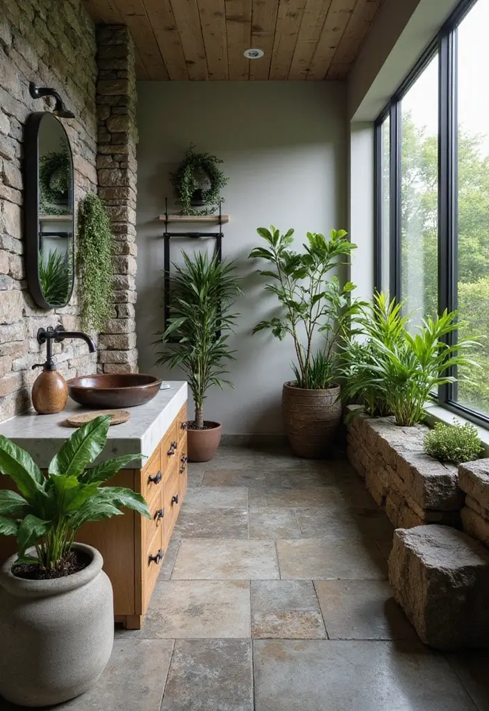 27 Black Fixtures Bathroom Ideas For Bold Looks - 25. Black Outdoor-Inspired Decor