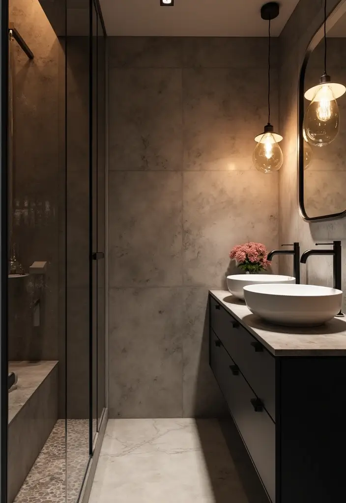 27 Black Fixtures Bathroom Ideas For Bold Looks - 5. Black Lighting Fixtures