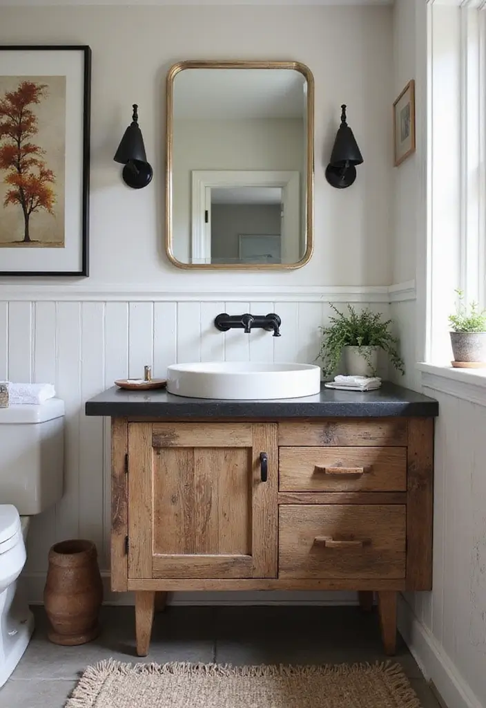 27 Black Fixtures Bathroom Ideas For Bold Looks - 7. Black and Wood Combinations