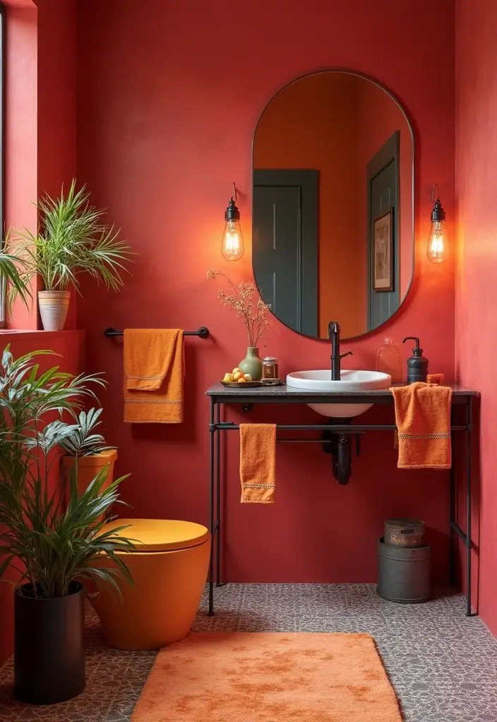 27 Black Fixtures Bathroom Ideas For Bold Looks - 8. Black Bathroom Fixtures with Bold Colors
