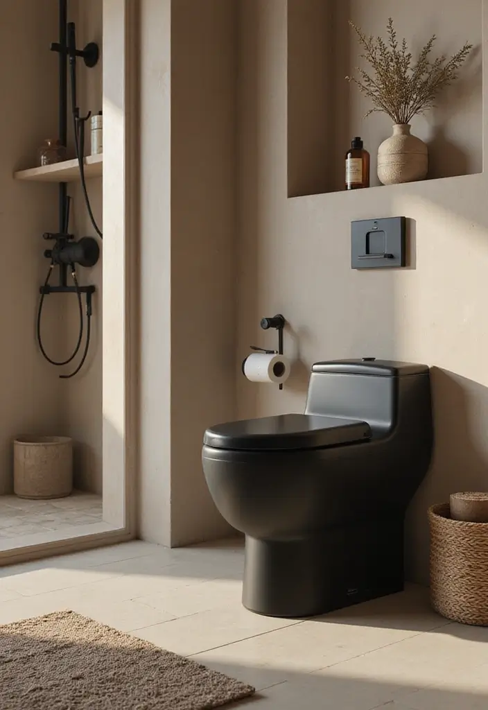 27 Black Toilet Bathroom Ideas That Make A Statement - 19. Spa-like Serenity