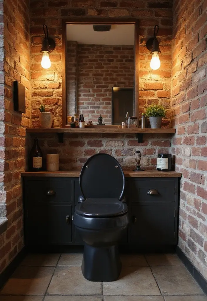 27 Black Toilet Bathroom Ideas That Make A Statement - 2. Luxe Industrial Vibe