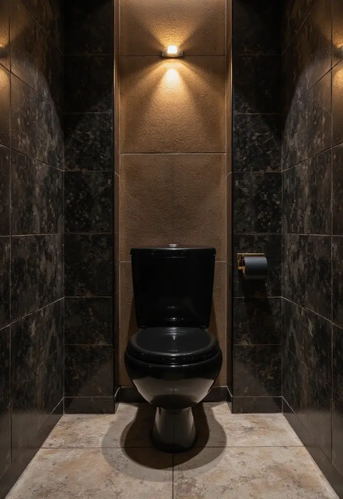 27 Black Toilet Bathroom Ideas That Make A Statement - 23. Luxurious Textures