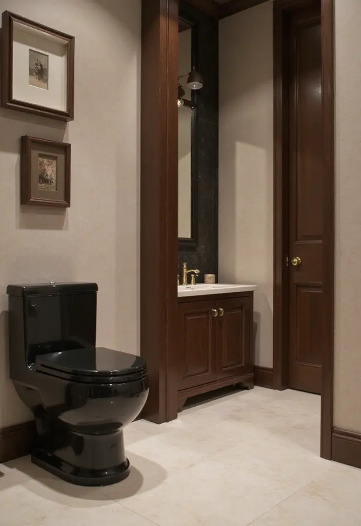 27 Black Toilet Bathroom Ideas That Make A Statement - 27. Timeless Elegance
