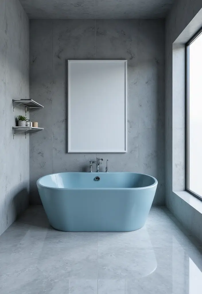 27 Blue And Grey Bathroom Ideas That Feel Balanced - 19. Freestanding Tub: Blue Surroundings