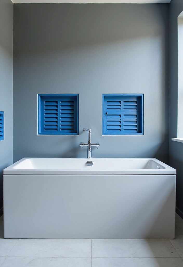 27 Blue And Grey Bathroom Ideas That Feel Balanced - 25. Ventilation with Style: Blue Grille Covers