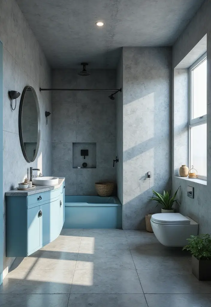 27 Blue And Grey Bathroom Ideas That Feel Balanced - 27. Eco-Friendly Choices: Blue and Grey Recycled Materials
