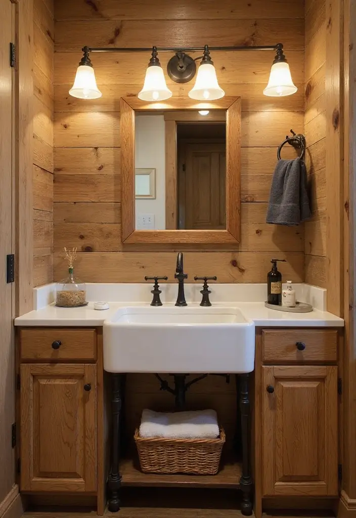 27 Cottage Core Bathroom Designs That Feel Peaceful - 14. Farmhouse Sink