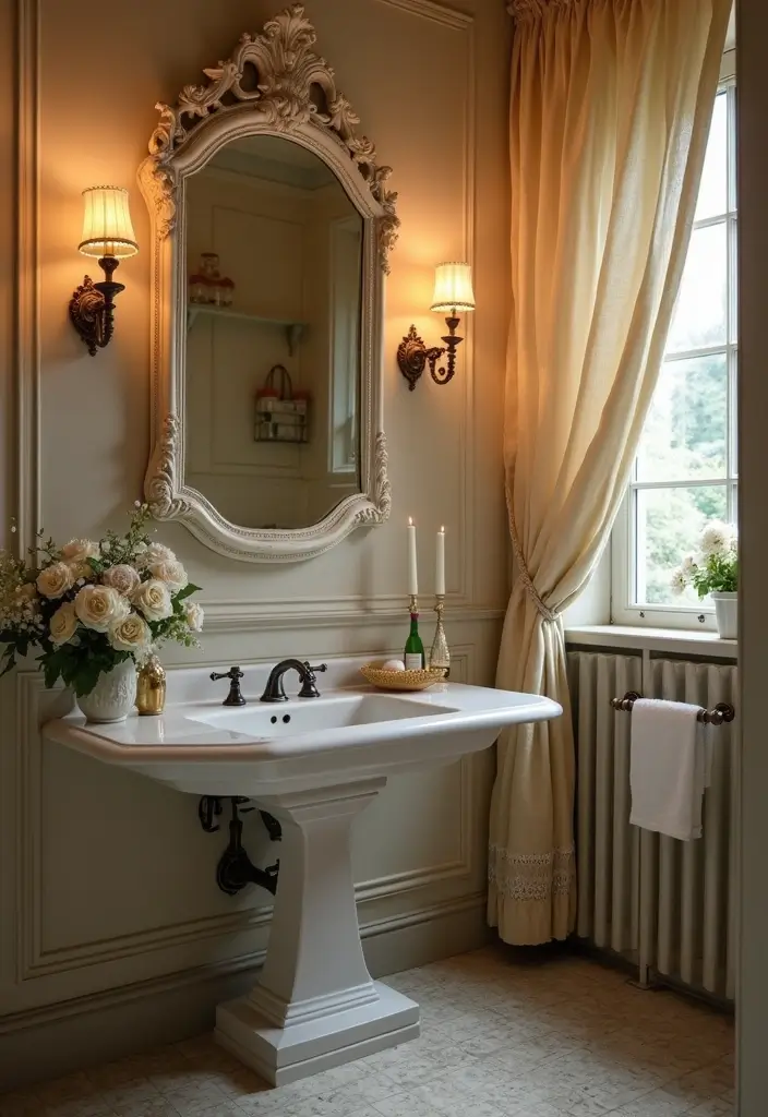 27 Cottage Core Bathroom Designs That Feel Peaceful - 2. Vintage Bathroom Accessories