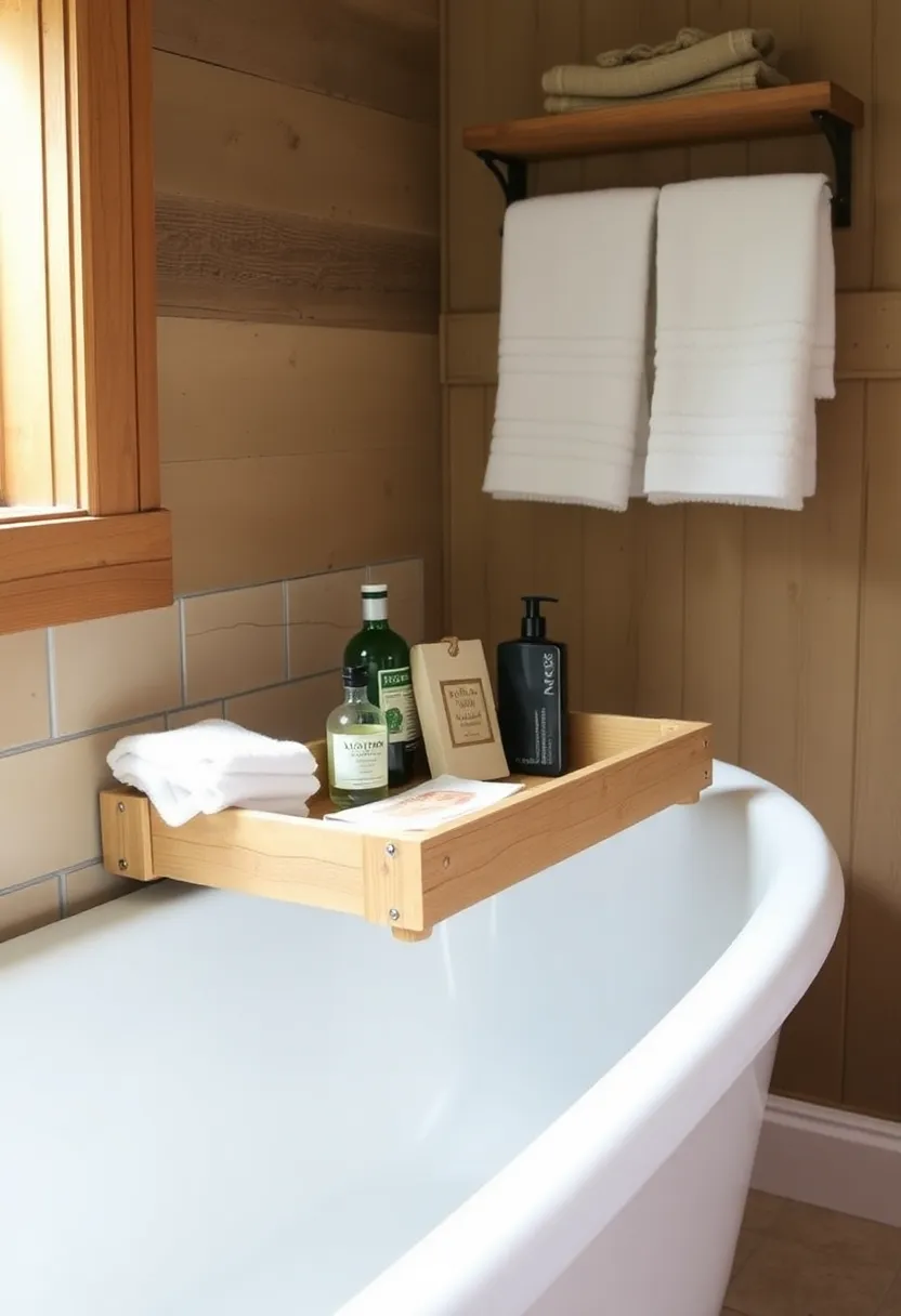 27 Cottage Core Bathroom Designs That Feel Peaceful - 25. Charming Bath Caddies