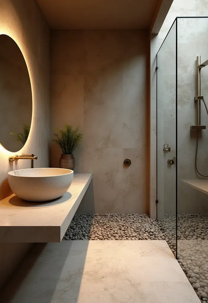 27 Cottage Core Bathroom Designs That Feel Peaceful - 9. Natural Stone Elements