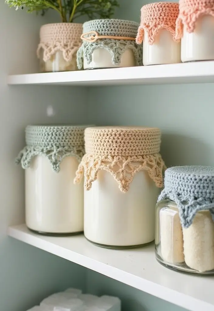 27 Crochet Bathroom Decor Ideas That Add Handmade Charm - 18. Crochet Lid Covers for Toiletries