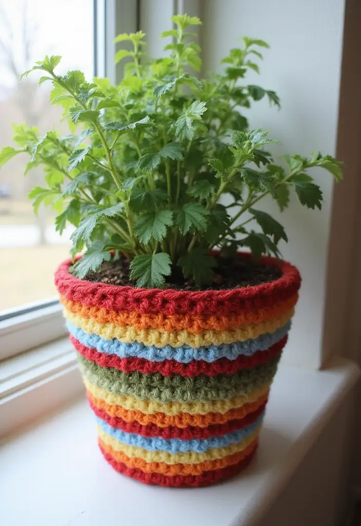 27 Crochet Bathroom Decor Ideas That Add Handmade Charm - 19. Crochet Flower Pot Covers