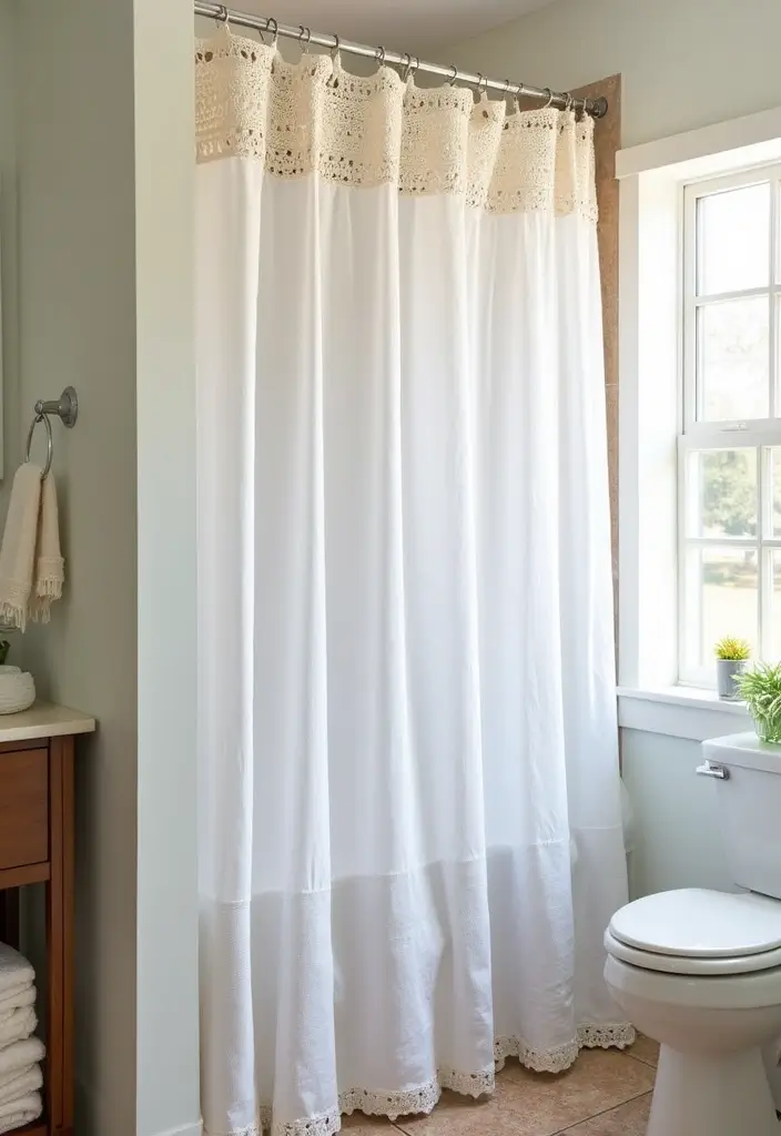 27 Crochet Bathroom Decor Ideas That Add Handmade Charm - 5. Crochet Shower Curtain