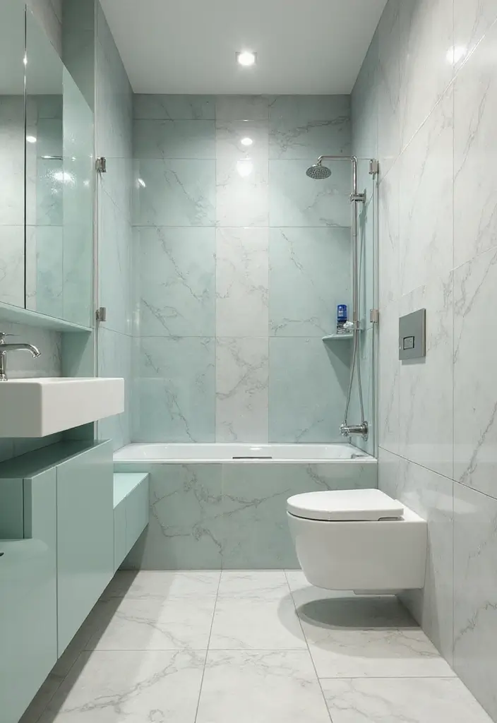 27 Indian Bathroom Tiles Design Inspiration for Eco-Friendly Decor - 12. Eco-Friendly Glass Tiles