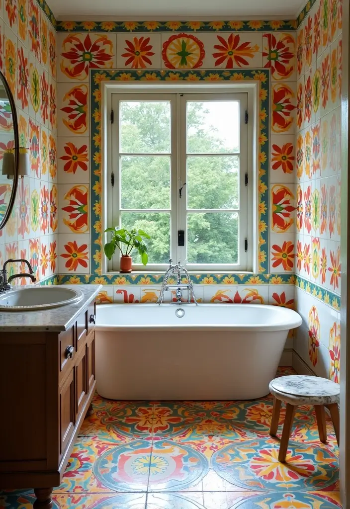 27 Indian Bathroom Tiles Design Inspiration for Eco-Friendly Decor - 2. Colorful Encaustic Tiles