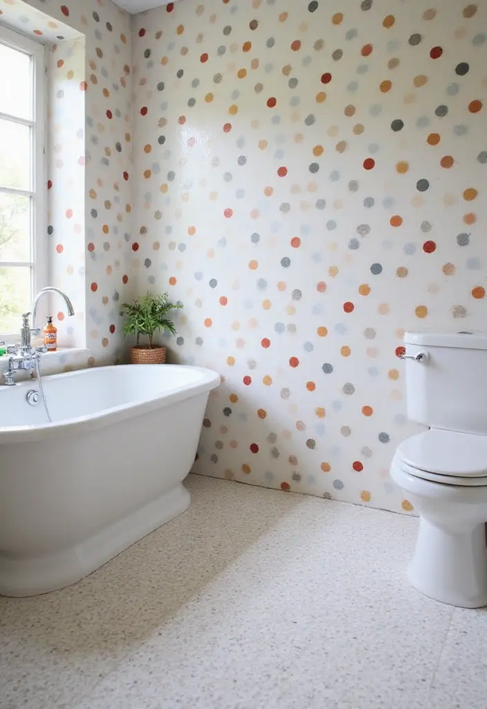 27 Indian Bathroom Tiles Design Inspiration for Eco-Friendly Decor - 26. Fun Polka Dot Tiles